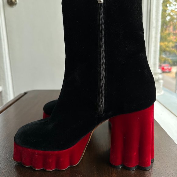 Marni Platform Velvet Heeled Boots - Picture 7 of 8